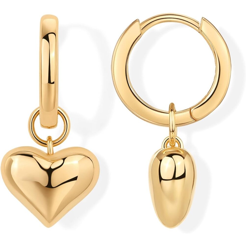 14K Gold Plated 925 Sterling Silver Posts Charm Huggie Earrings for Women | Ligh